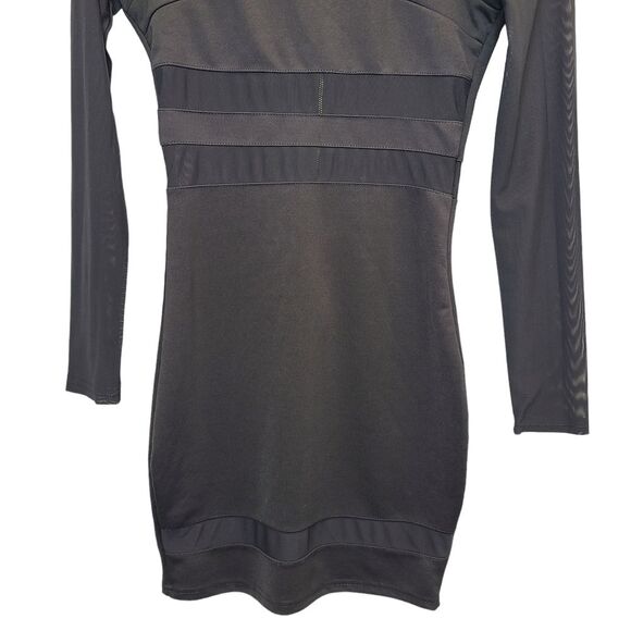 Charlotte Russe Black Long Sleeve Bodycon Sheer Cutout Mini Dress M - Picture 3 of 16